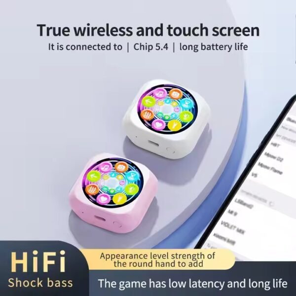 New Design LX-30 Round Tws Earphones ANC ENC Dual Noise Cancelling Wireless Earbuds In-ear Headphones with Touch Screen - 图片 2