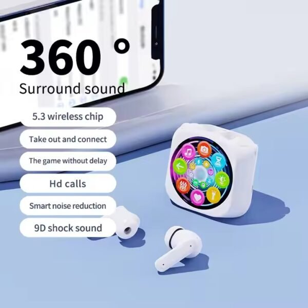 New Design LX-30 Round Tws Earphones ANC ENC Dual Noise Cancelling Wireless Earbuds In-ear Headphones with Touch Screen - 图片 3