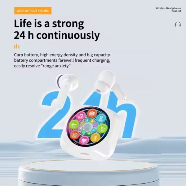 New Design LX-30 Round Tws Earphones ANC ENC Dual Noise Cancelling Wireless Earbuds In-ear Headphones with Touch Screen - 图片 4