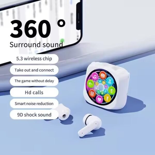 New Design LX-30 Round Tws Earphones ANC ENC Dual Noise Cancelling Wireless Earbuds In-ear Headphones with Touch Screen - 图片 7