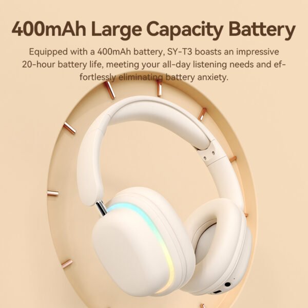 New Products Wireless SY-T3 Aurora Light Wireless Headphones Headsets Bt5.3 with Mic Stereo 40mm Speaker Earphones P9 - 图片 10