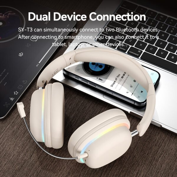 New Products Wireless SY-T3 Aurora Light Wireless Headphones Headsets Bt5.3 with Mic Stereo 40mm Speaker Earphones P9 - 图片 11
