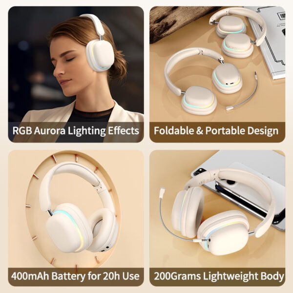 New Products Wireless SY-T3 Aurora Light Wireless Headphones Headsets Bt5.3 with Mic Stereo 40mm Speaker Earphones P9 - 图片 13