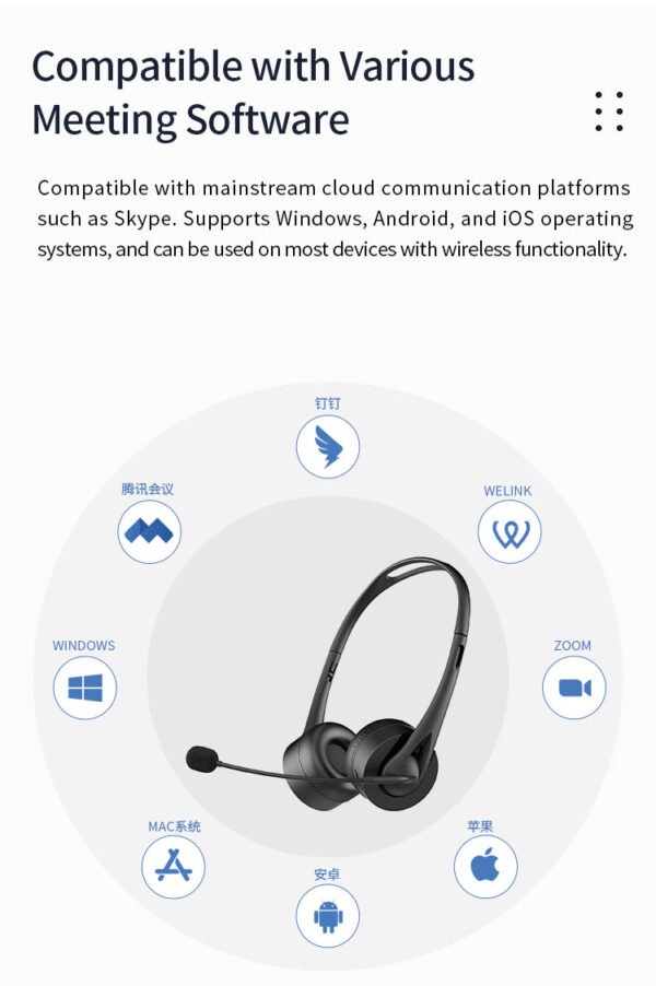 SY-T490 Computer Business Seminar High Quality Lightweight Wireless Headphones for Call Center Offices - 图片 6
