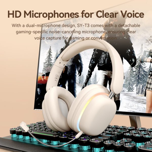 New Products Wireless SY-T3 Aurora Light Wireless Headphones Headsets Bt5.3 with Mic Stereo 40mm Speaker Earphones P9 - 图片 9