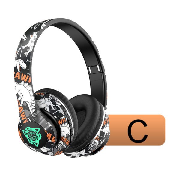 P35 Painting Wireless Headphone Graffiti Gaming Headset Stereo Over-Ear Headphones BT Type LED Headphones With Microphones - 图片 4