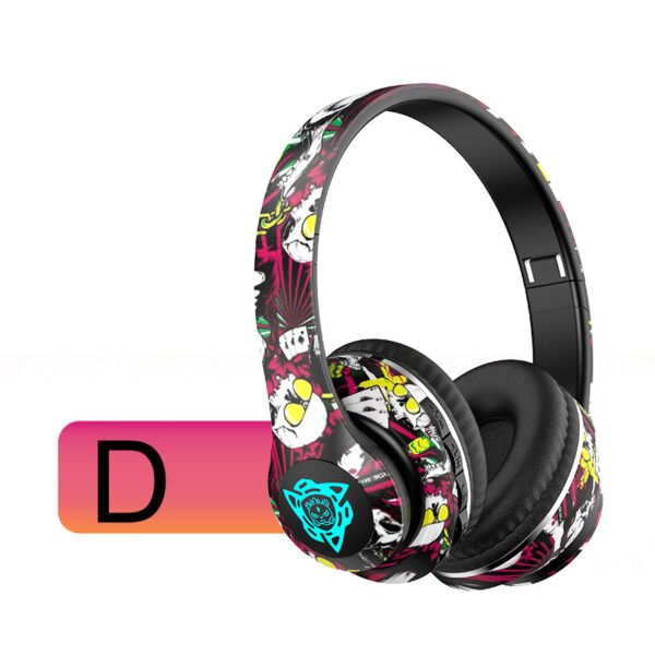P35 Painting Wireless Headphone Graffiti Gaming Headset Stereo Over-Ear Headphones BT Type LED Headphones With Microphones - 图片 5